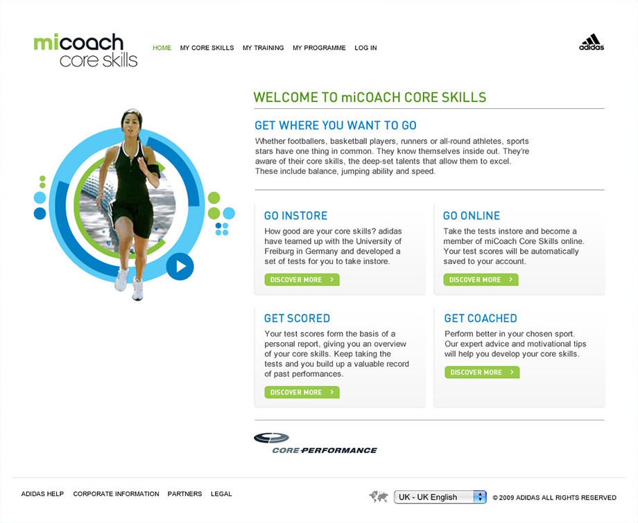 miCoach Coreskills Homepage